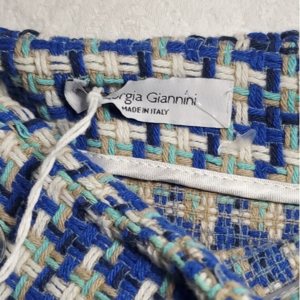 Designer- Giorgia Giannini Italian Made Tweed Plaid High Waisted Shorts- Rare - Picture 12 of 13